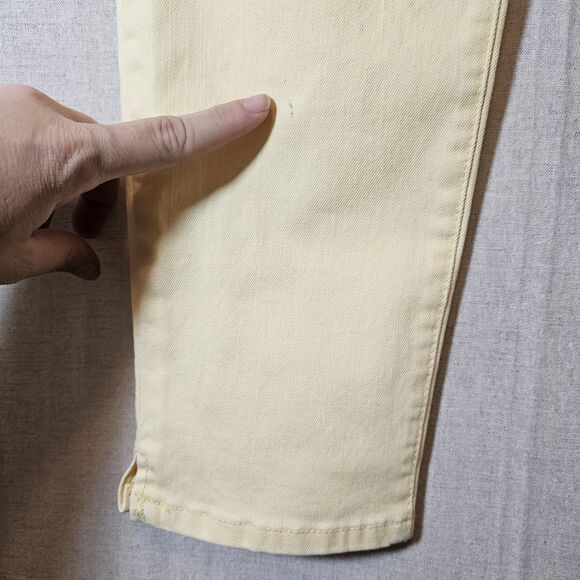 Chicos Sz 0 Womens 4 XS Platinum Denim Jeans Ultimate Fit Ankle Yellow Flaw - Picture 14 of 15